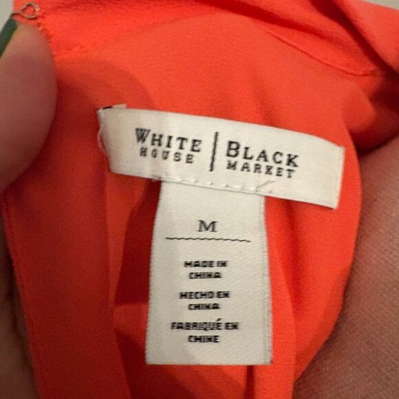 White House Black Jacket Orange Neck Blouse Size M - Picture 3 of 4